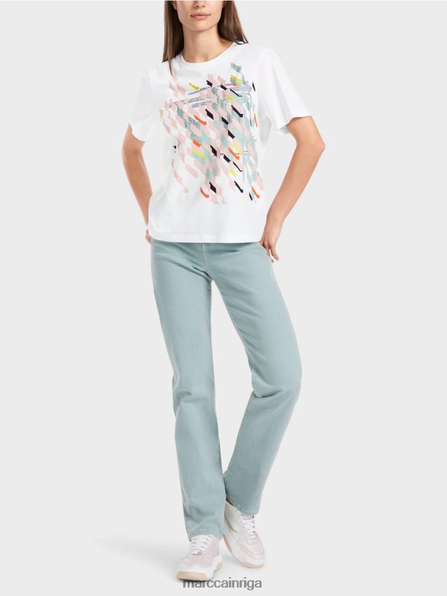 apģērbs balts VRBHXD1321 Marc Cain "pārdomājiet kopā" ​​t-kreklu