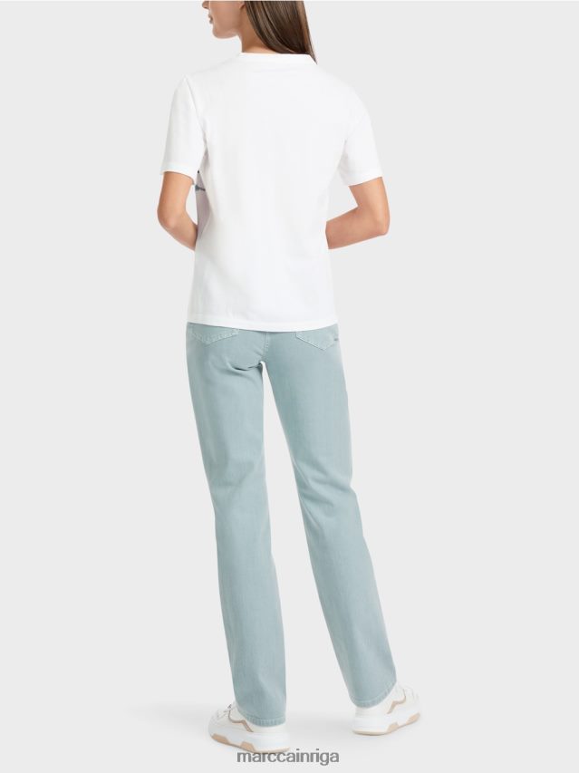 apģērbs balts VRBHXD1321 Marc Cain \"pārdomājiet kopā\" ​​t-kreklu