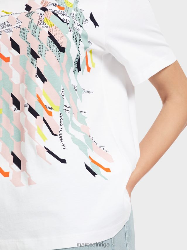 apģērbs balts VRBHXD1321 Marc Cain \"pārdomājiet kopā\" ​​t-kreklu