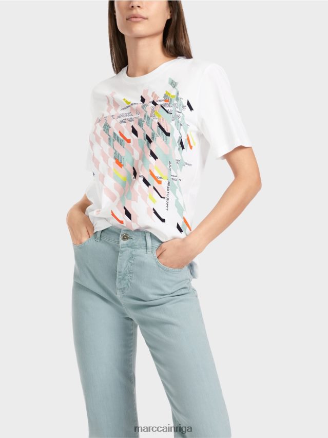 apģērbs balts VRBHXD1321 Marc Cain \"pārdomājiet kopā\" ​​t-kreklu