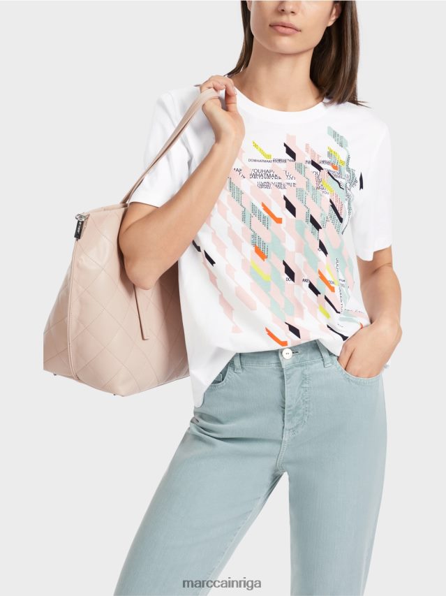 apģērbs balts VRBHXD1321 Marc Cain \"pārdomājiet kopā\" ​​t-kreklu