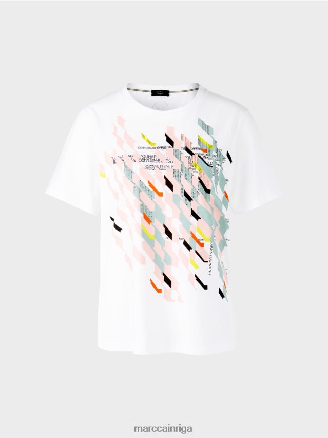 apģērbs balts VRBHXD1321 Marc Cain \"pārdomājiet kopā\" ​​t-kreklu