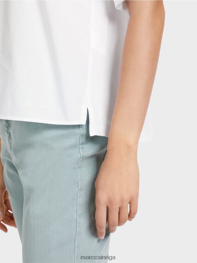 apģērbs balts VRBHXD1327 Marc Cain polo krekls ar aplikāciju