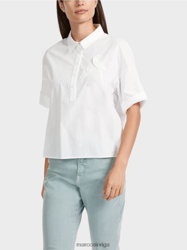 apģērbs balts VRBHXD1327 Marc Cain polo krekls ar aplikāciju