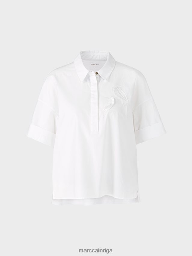 apģērbs balts VRBHXD1327 Marc Cain polo krekls ar aplikāciju