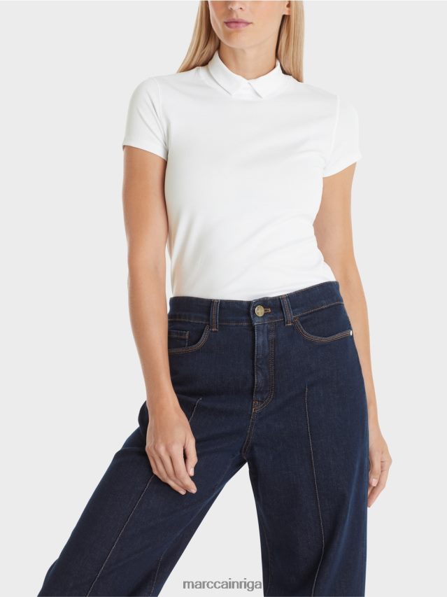 apģērbs balts VRBHXD1351 Marc Cain t-krekls ar augstu kakla izgriezumu