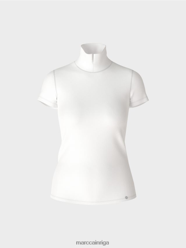apģērbs balts VRBHXD1351 Marc Cain t-krekls ar augstu kakla izgriezumu