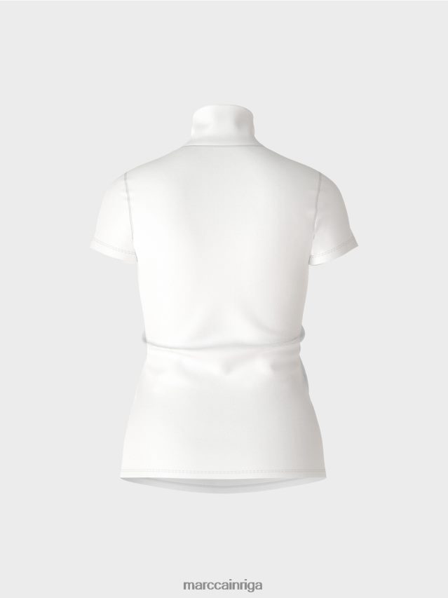 apģērbs balts VRBHXD1351 Marc Cain t-krekls ar augstu kakla izgriezumu