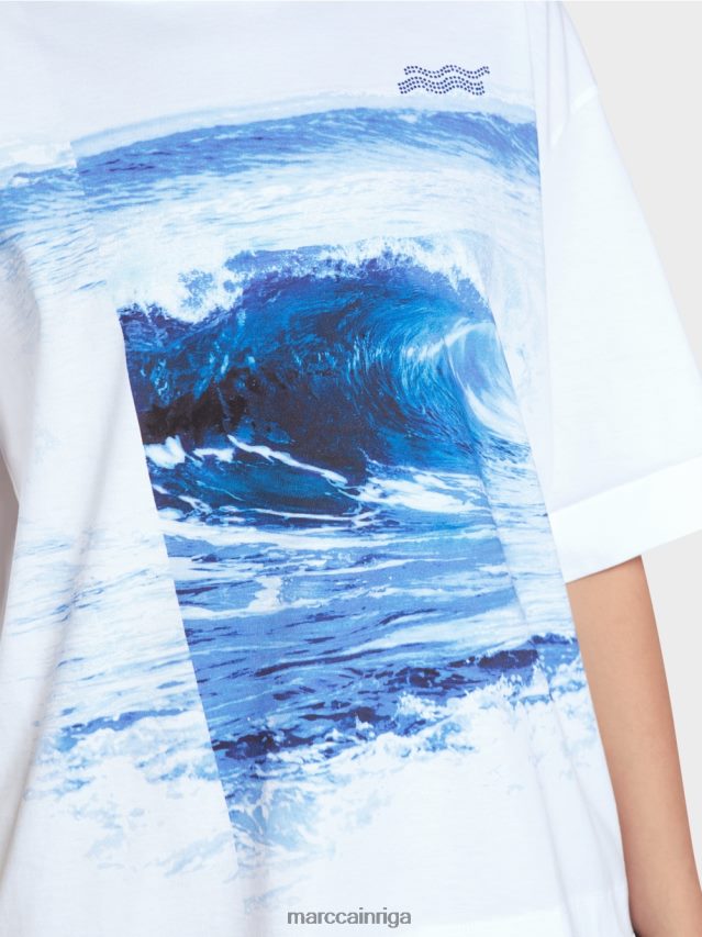 apģērbs balts VRBHXD1365 Marc Cain \"pārdomājiet kopā\" ​​t-kreklu