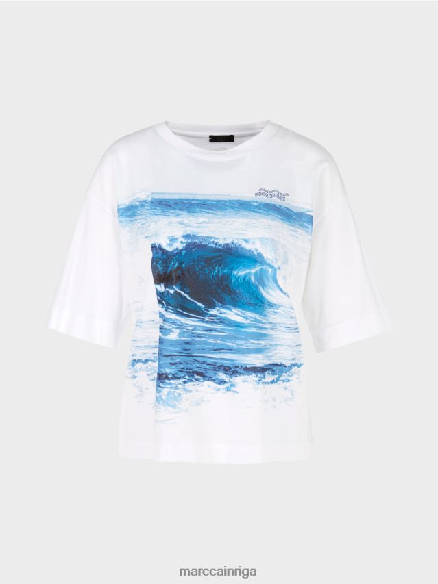 apģērbs balts VRBHXD1365 Marc Cain \"pārdomājiet kopā\" ​​t-kreklu