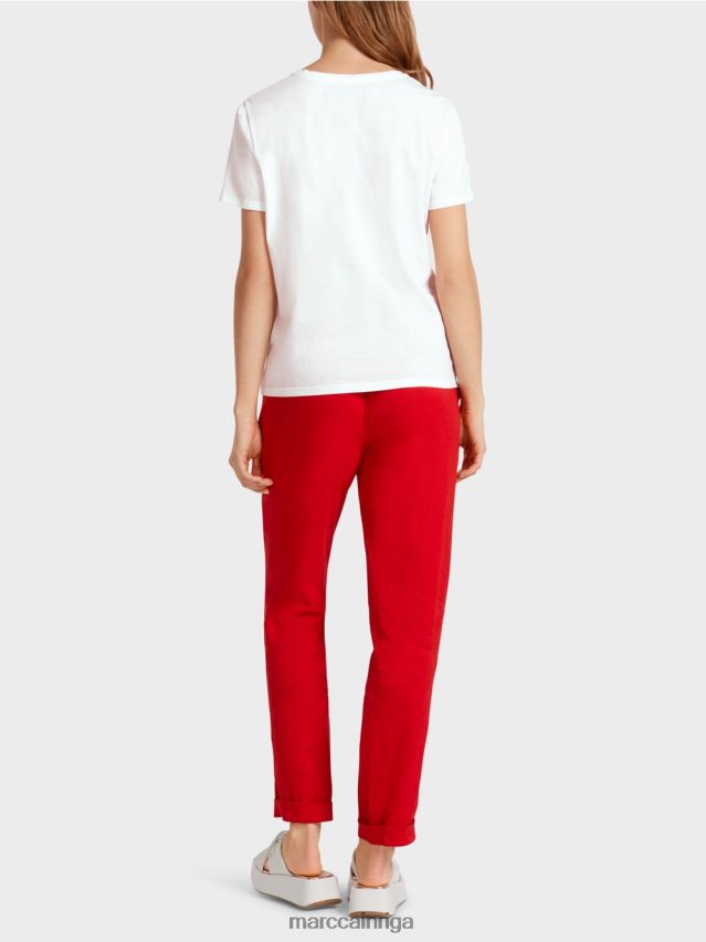 apģērbs balts VRBHXD1366 Marc Cain t-krekls ar ziloņa motīvu