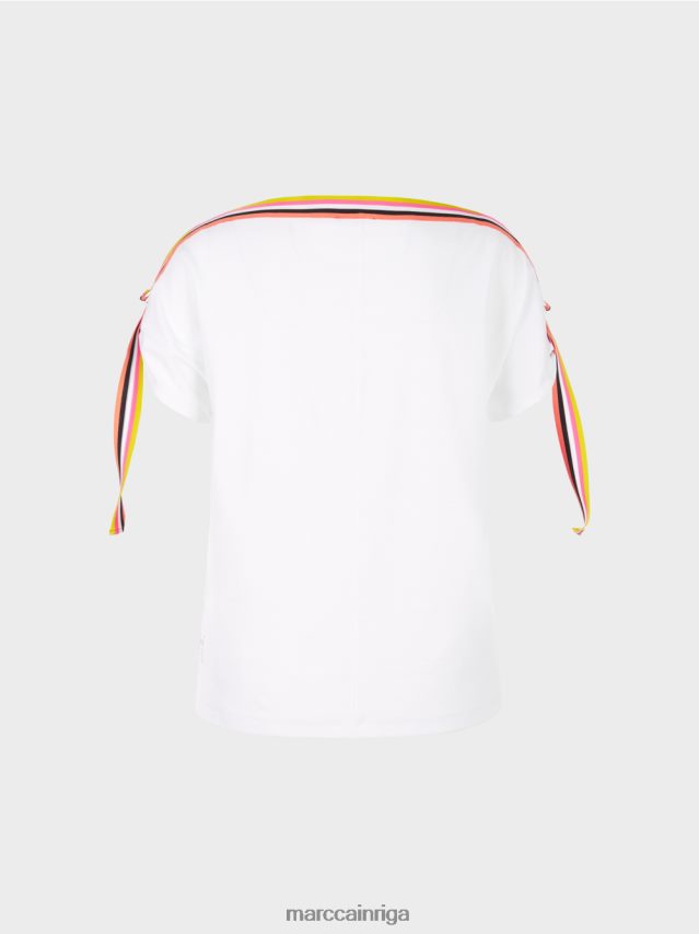 apģērbs balts VRBHXD1384 Marc Cain t-krekls ar paziņojuma apdruku