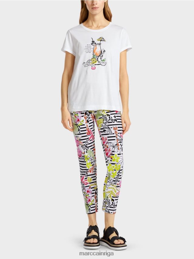 apģērbs balts VRBHXD1385 Marc Cain t-krekls ar mai tai receptes apdruku