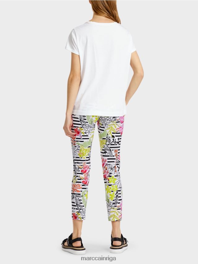 apģērbs balts VRBHXD1385 Marc Cain t-krekls ar mai tai receptes apdruku