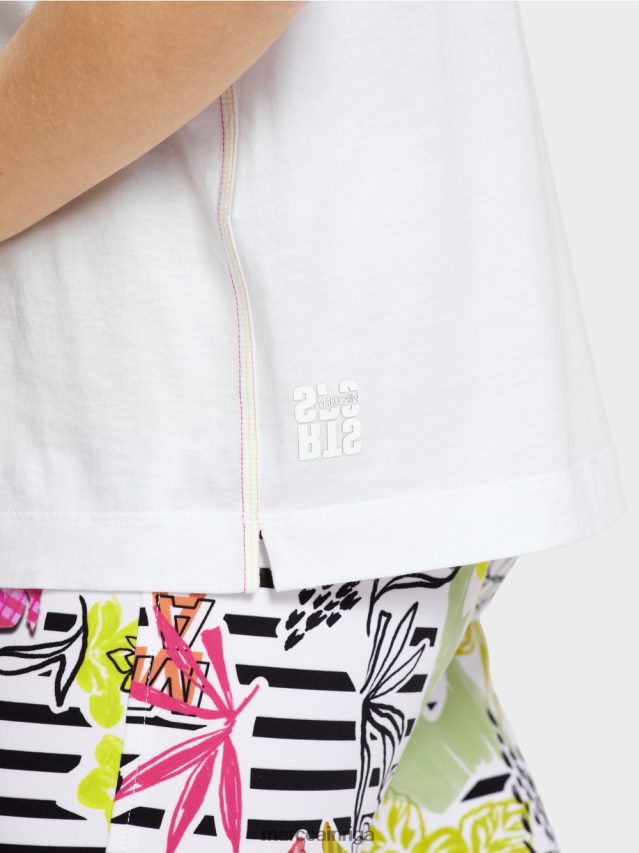 apģērbs balts VRBHXD1385 Marc Cain t-krekls ar mai tai receptes apdruku