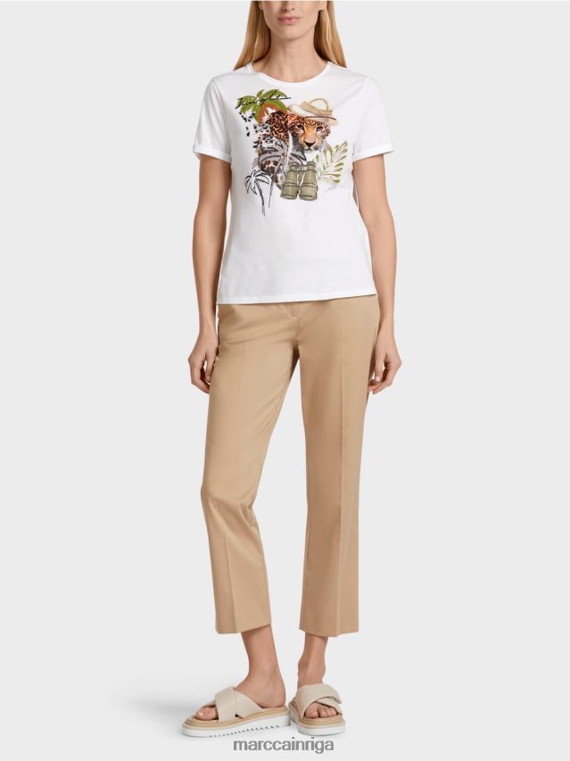 apģērbs balts VRBHXD1397 Marc Cain t-krekls ar dzīvnieku motīviem