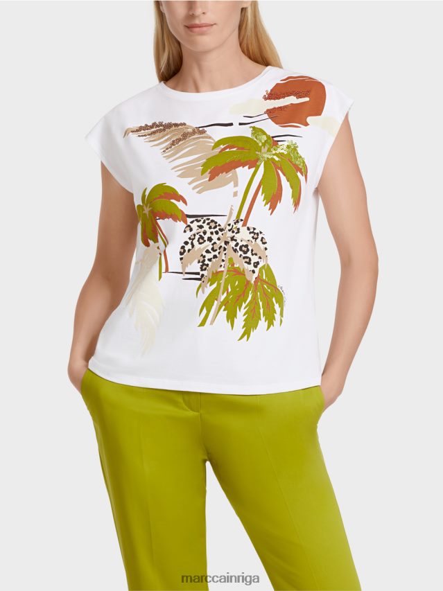 apģērbs balts VRBHXD1405 Marc Cain \"pārdomāt kopā\" ​​tops