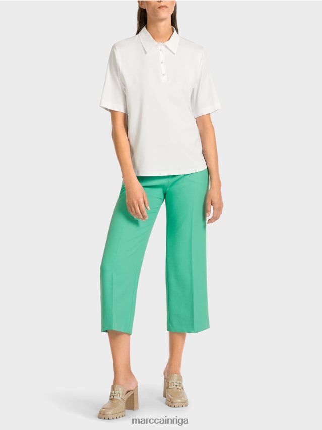 apģērbs balts VRBHXD1422 Marc Cain polo krekls ar sievišķīgām detaļām