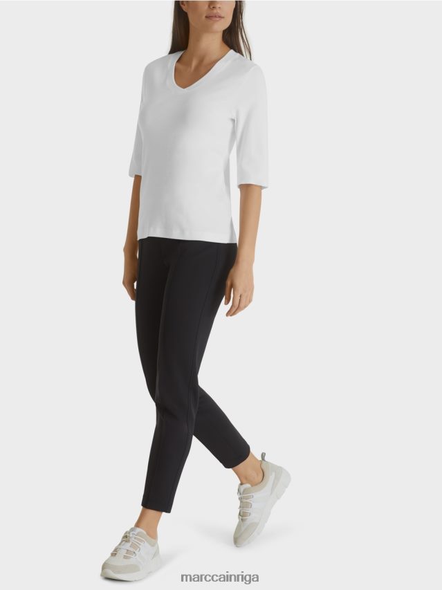 apģērbs balts VRBHXD1462 Marc Cain kokvilnas rievotu džersija krekls