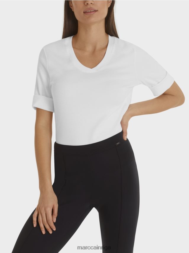 apģērbs balts VRBHXD1462 Marc Cain kokvilnas rievotu džersija krekls