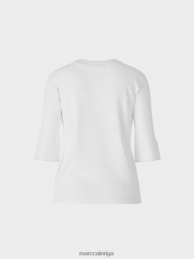 apģērbs balts VRBHXD1462 Marc Cain kokvilnas rievotu džersija krekls