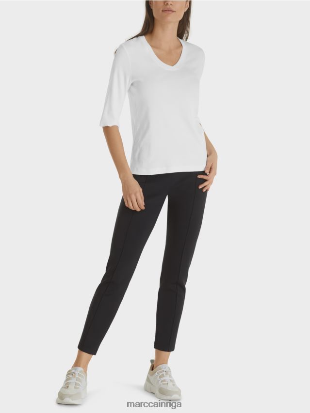 apģērbs balts VRBHXD1462 Marc Cain kokvilnas rievotu džersija krekls