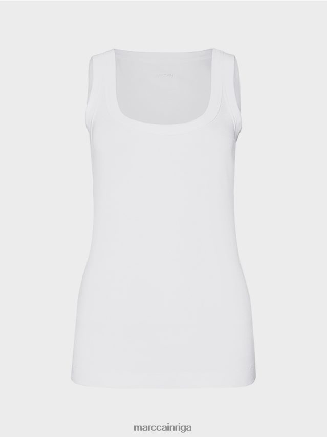 apģērbs balts VRBHXD1485 Marc Cain smalkas rievotas tvertnes augšdaļa