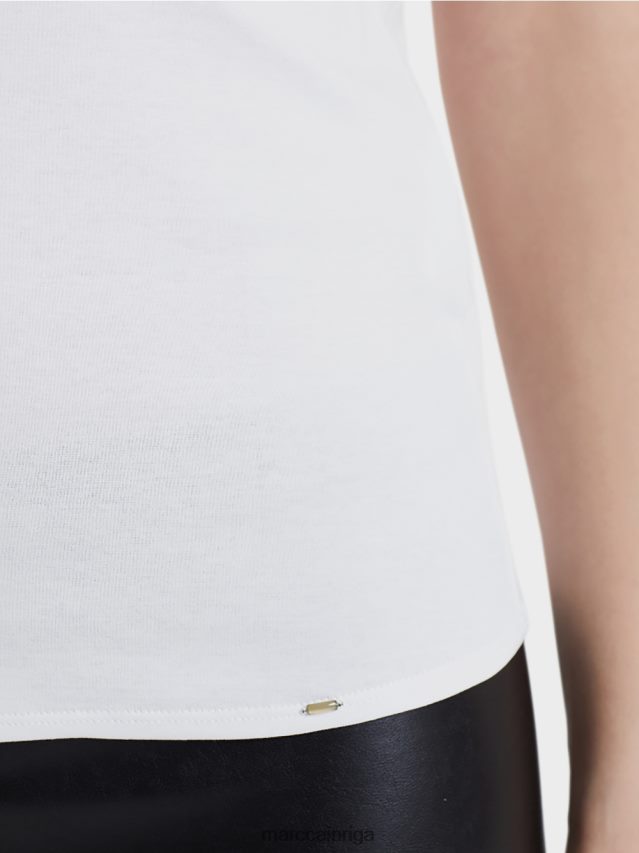 apģērbs balts VRBHXD1486 Marc Cain pamata tops ar platu kakla izgriezumu