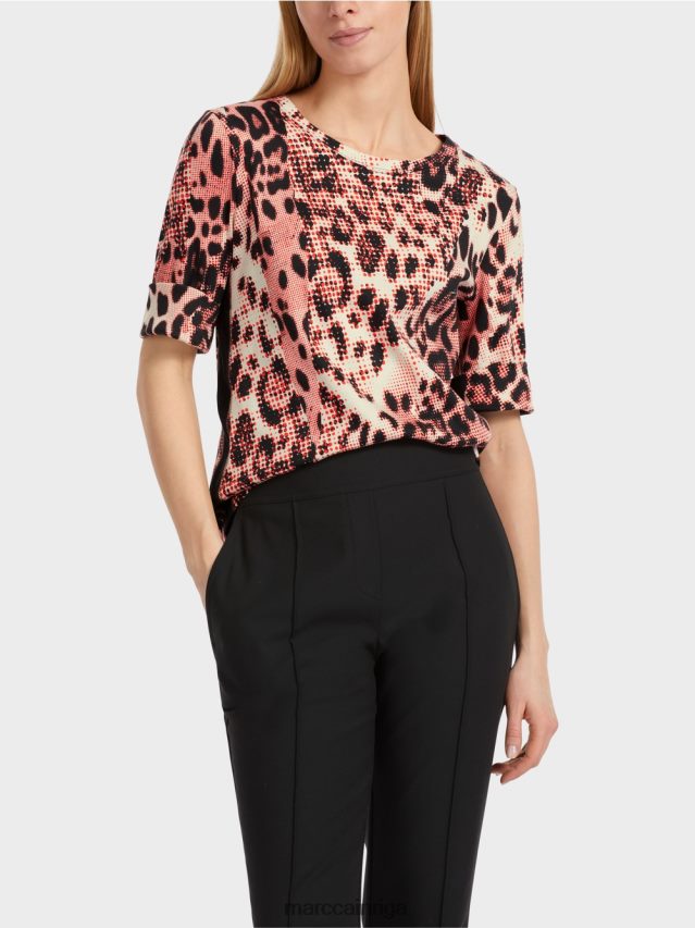 apģērbs campari VRBHXD1256 Marc Cain kokvilnas rievotu krekls ar leo dizainu