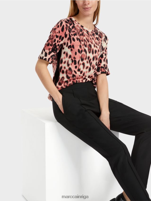 apģērbs campari VRBHXD1256 Marc Cain kokvilnas rievotu krekls ar leo dizainu