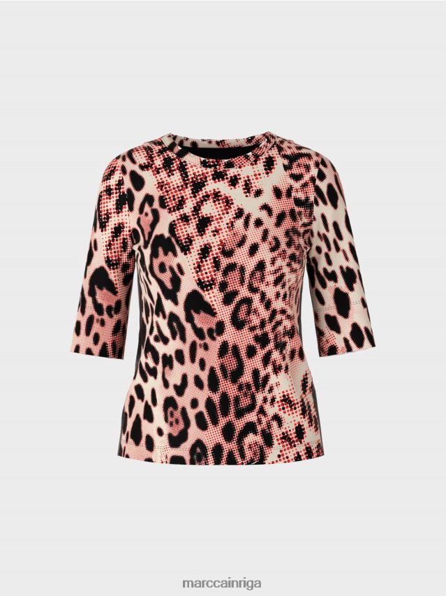 apģērbs campari VRBHXD1256 Marc Cain kokvilnas rievotu krekls ar leo dizainu