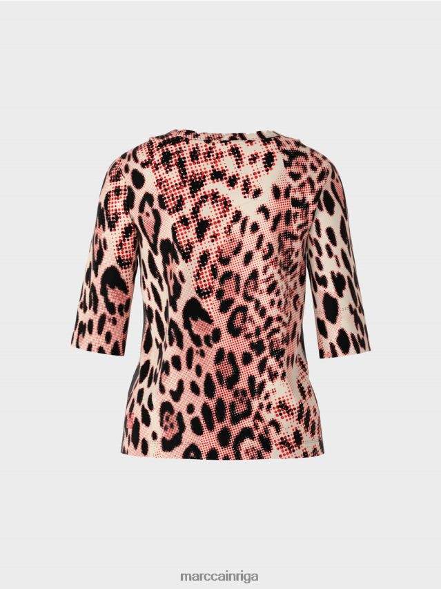 apģērbs campari VRBHXD1256 Marc Cain kokvilnas rievotu krekls ar leo dizainu