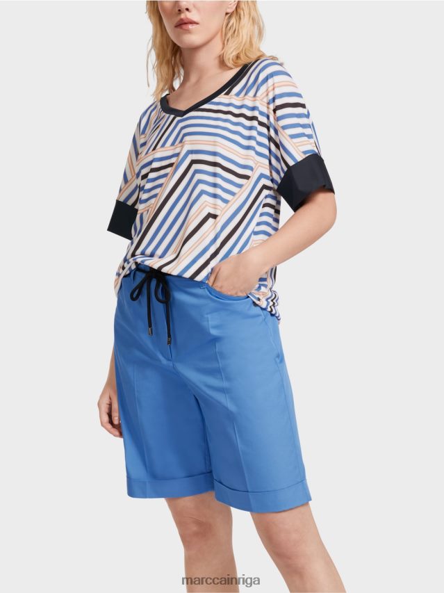 apģērbs debeszils VRBHXD1354 Marc Cain stāvapkakle ar v veida izgriezumu