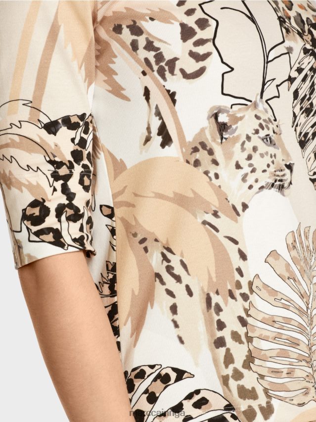 apģērbs dziļas smiltis VRBHXD1392 Marc Cain apdrukāts t-krekls ar 3/4 piedurknēm