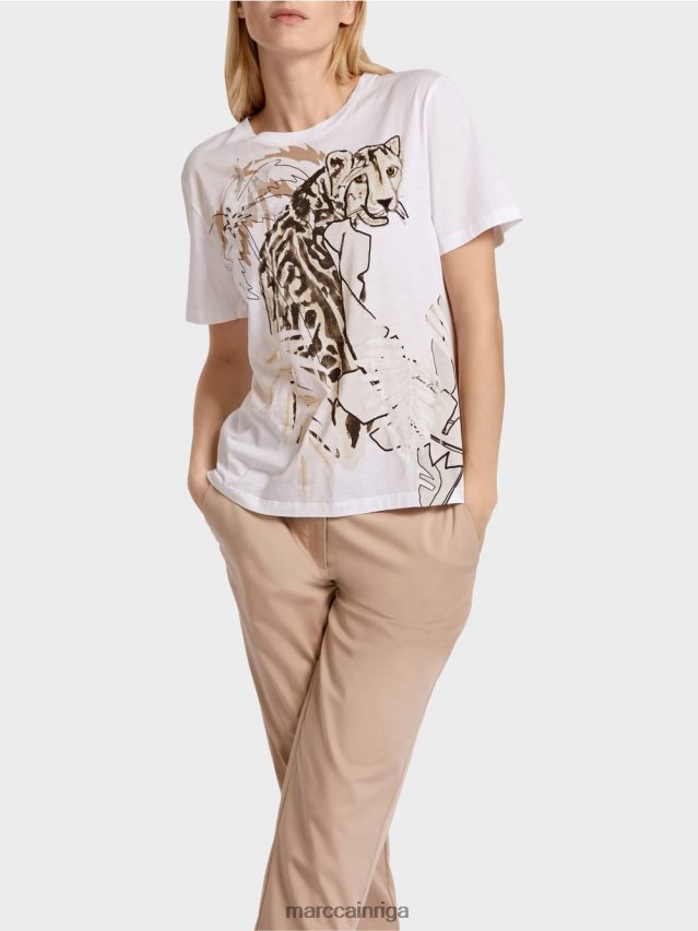 apģērbs dziļas smiltis VRBHXD1402 Marc Cain t-krekls ar dzīvnieku motīviem