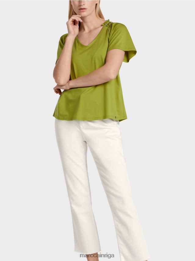 apģērbs dziļi olīvzaļa VRBHXD1404 Marc Cain t-krekls ar raglānu