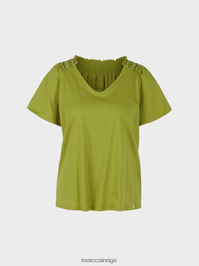 apģērbs dziļi olīvzaļa VRBHXD1404 Marc Cain t-krekls ar raglānu