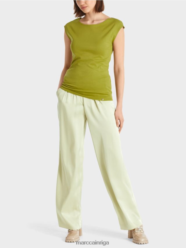 apģērbs dziļi olīvzaļa VRBHXD1487 Marc Cain elastīgs kokvilnas krekls