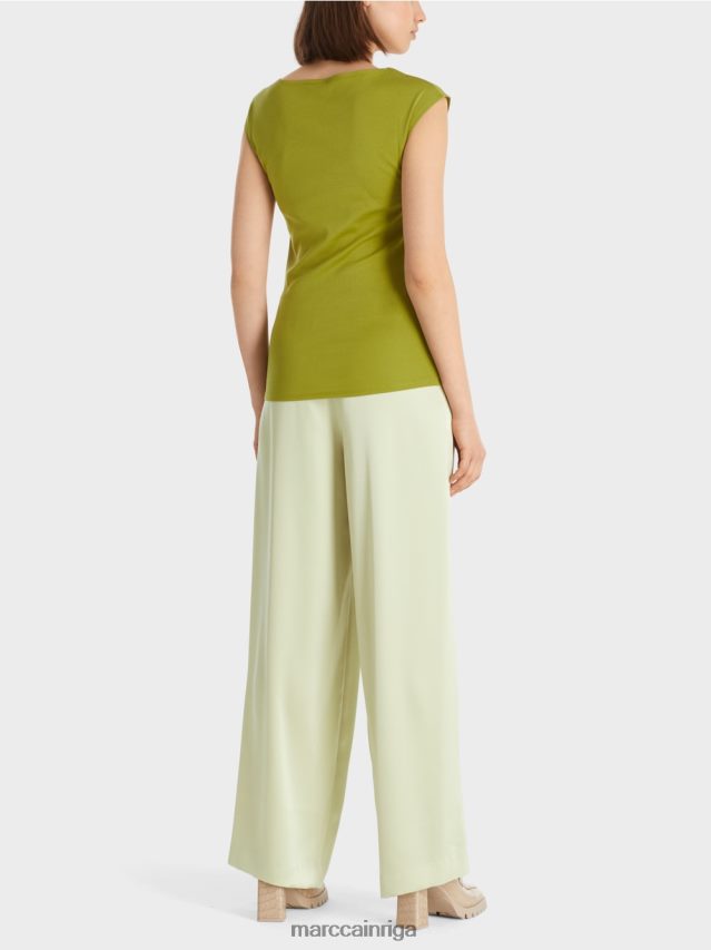 apģērbs dziļi olīvzaļa VRBHXD1487 Marc Cain elastīgs kokvilnas krekls