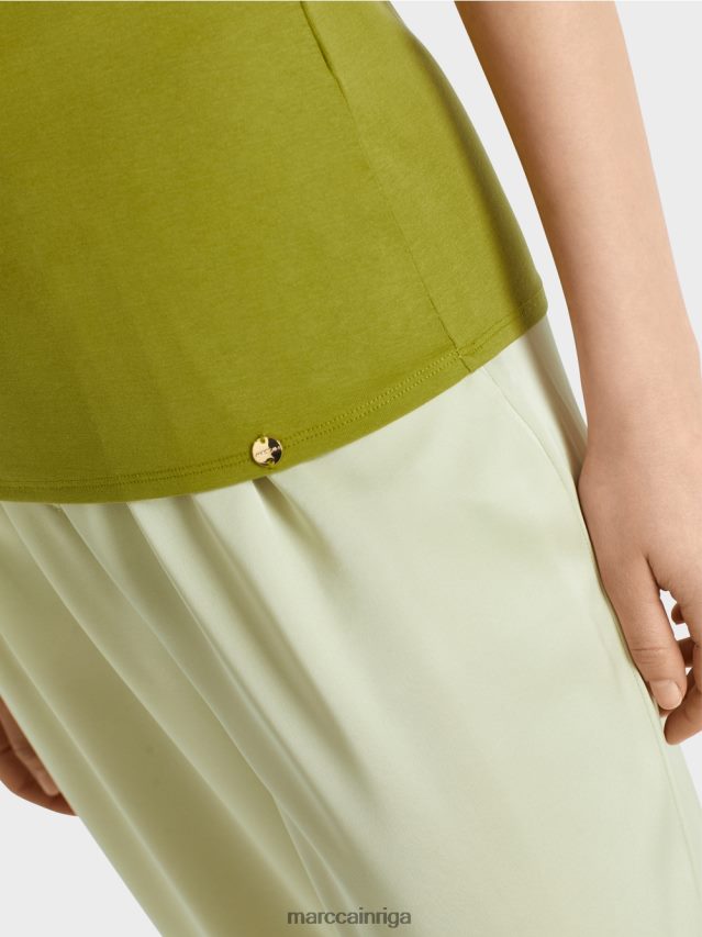 apģērbs dziļi olīvzaļa VRBHXD1487 Marc Cain elastīgs kokvilnas krekls