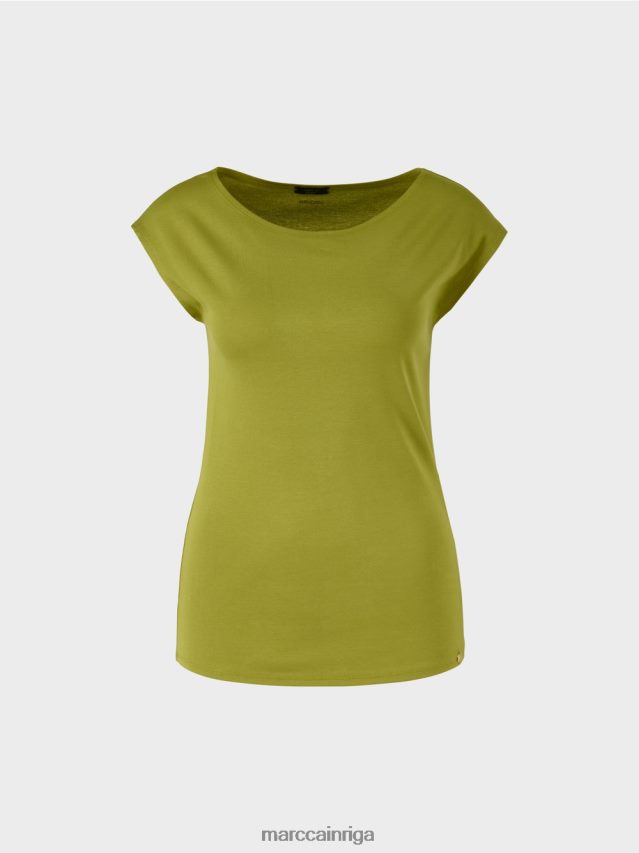 apģērbs dziļi olīvzaļa VRBHXD1487 Marc Cain elastīgs kokvilnas krekls