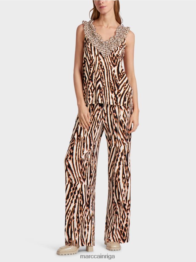 apģērbs dziļi sarkans VRBHXD1367 Marc Cain īss tops ar jauktiem rakstiem