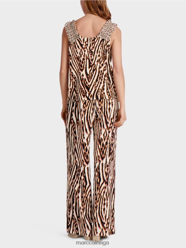 apģērbs dziļi sarkans VRBHXD1367 Marc Cain īss tops ar jauktiem rakstiem