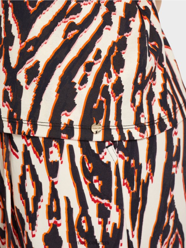 apģērbs dziļi sarkans VRBHXD1367 Marc Cain īss tops ar jauktiem rakstiem