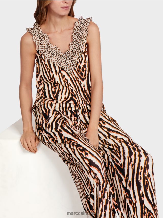 apģērbs dziļi sarkans VRBHXD1367 Marc Cain īss tops ar jauktiem rakstiem