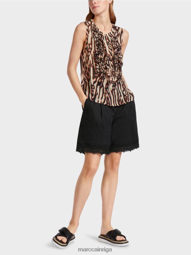 apģērbs dziļi sarkans VRBHXD1368 Marc Cain tops bez piedurknēm ar volāniem