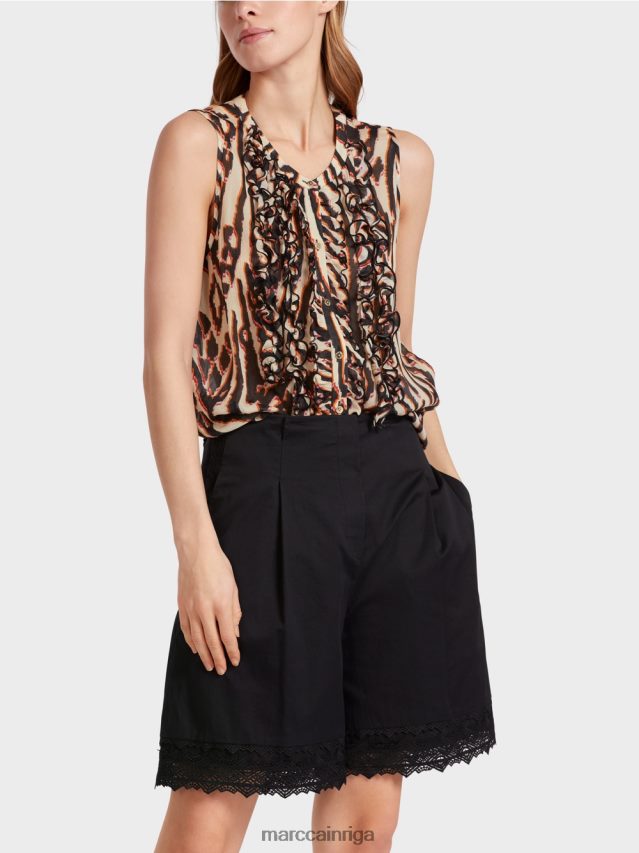 apģērbs dziļi sarkans VRBHXD1368 Marc Cain tops bez piedurknēm ar volāniem