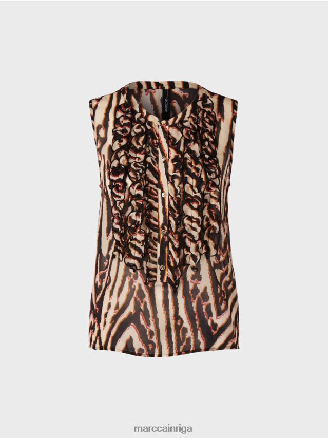 apģērbs dziļi sarkans VRBHXD1368 Marc Cain tops bez piedurknēm ar volāniem