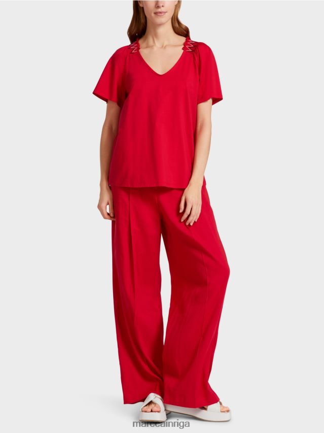 apģērbs dziļi sarkans VRBHXD1375 Marc Cain t-krekls ar raglānu