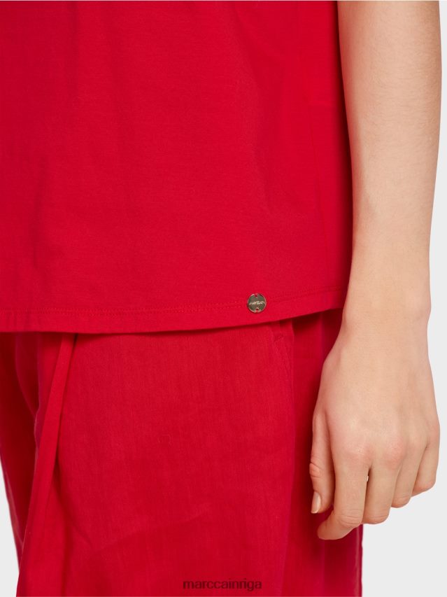 apģērbs dziļi sarkans VRBHXD1375 Marc Cain t-krekls ar raglānu